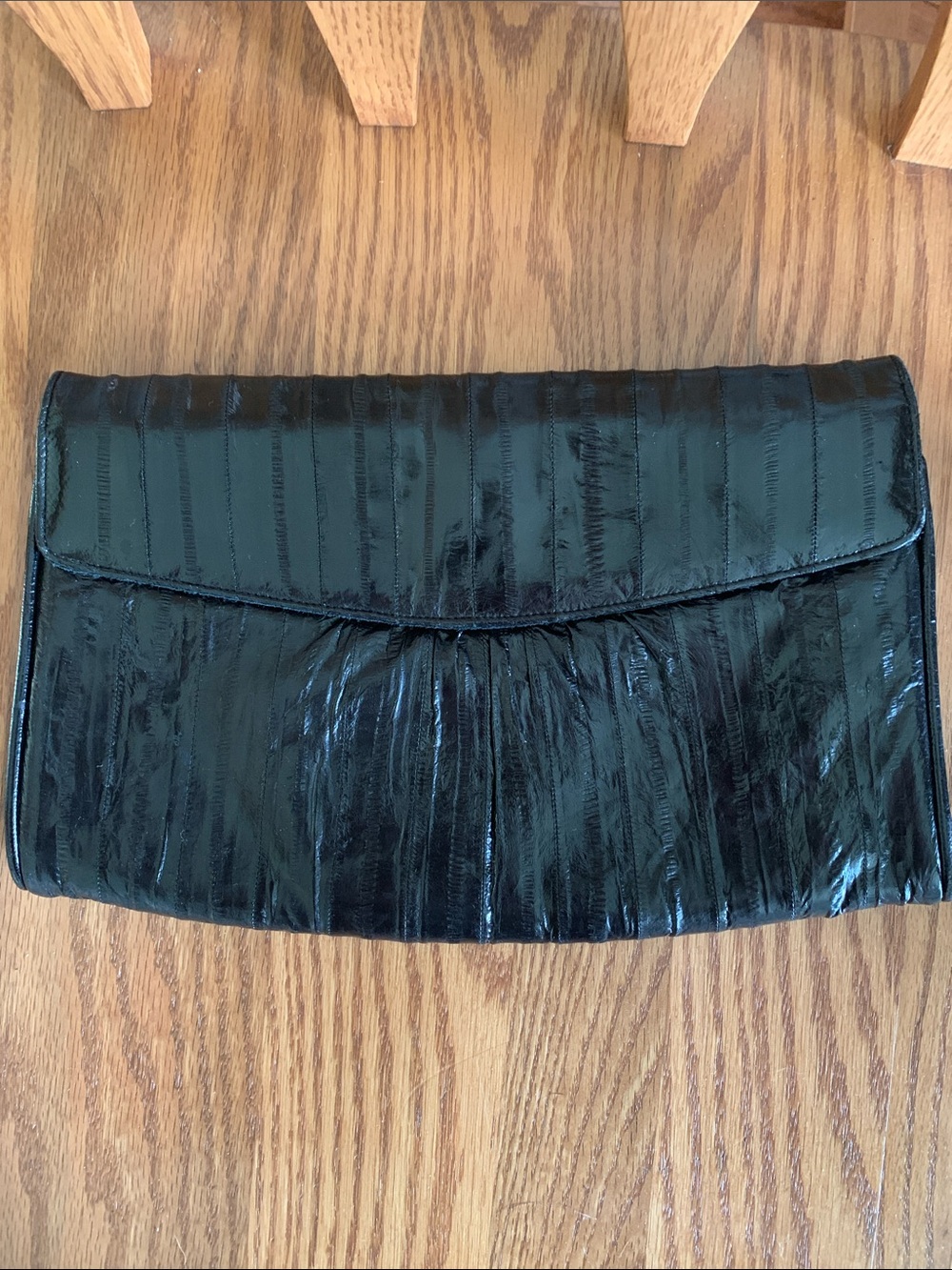 Vintage Eel Skin Black Clutch Bag
